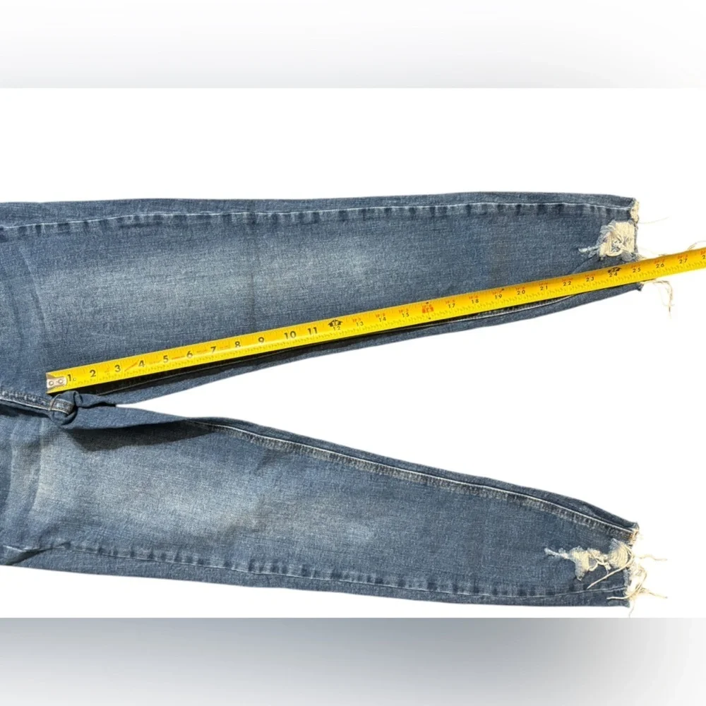 Classic Blue Skinny Jeans with Raw Hem - Picture 8 of 11